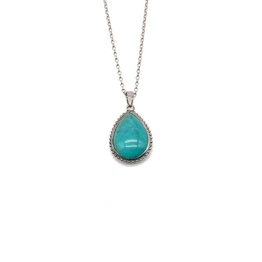 Double Sided Turquoise & Abalone Teardrop Pendant Necklace