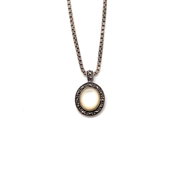 Pearl & Marcasite Oval Necklace