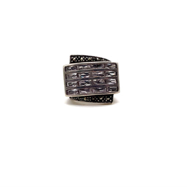 C Z & Marcasite Cluster Statement Ring