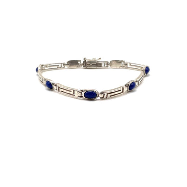 Greek Key Lapis Link Bracelet