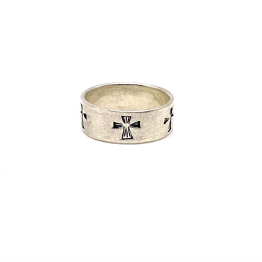Etched Wrap Around Cross Ring
