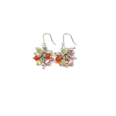 Beaded Multi Stone Cluster Earrings