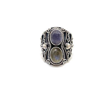 Ornate Double Labradorite Ring