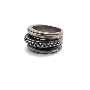 Two Tone Layered Pebbled Ring
