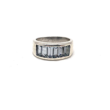 Blue C Z Baguette Ring