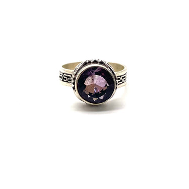 Ornate Circle Amethyst Ring