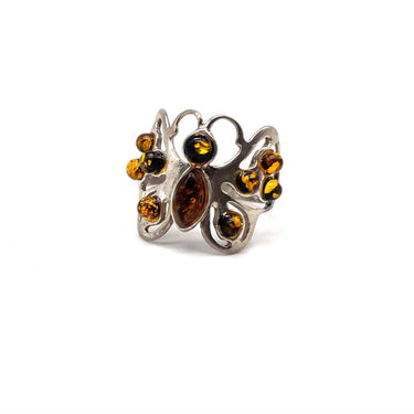 Ornate Amber Butterfly Ring