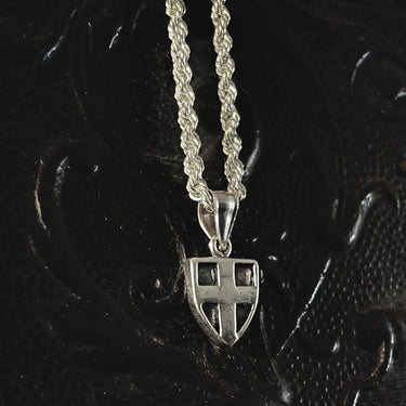 Cross Shield Polished Rope Chain Necklace