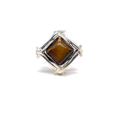 Modern Double Trim Tiger’s Eye Ring