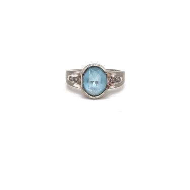 Aquamarine Set C Z Trimmed Ring
