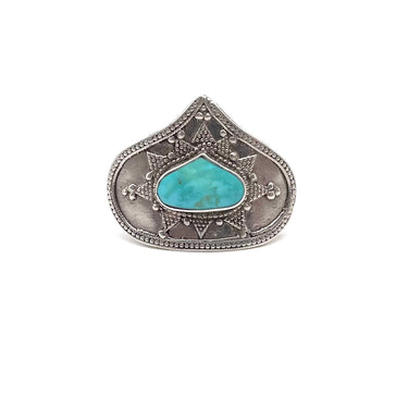 Pointed Pebbled Navajo Turquoise Ring