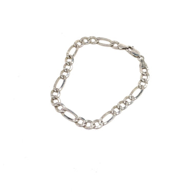 ITALY Stamped Figaro Chain Link Bracelet