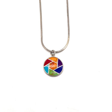 Modern Multi Stone Circle Pendant Necklace