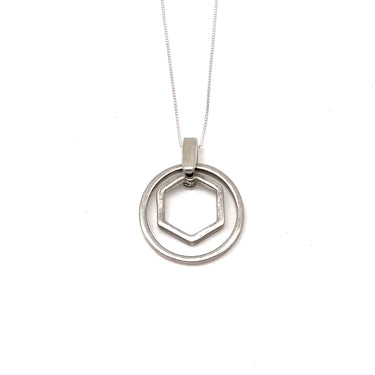 Open Work Modern Double Shape Pendant Necklace