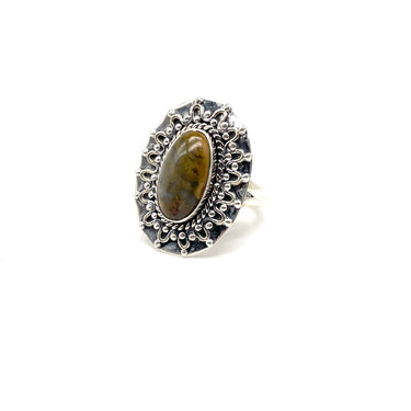 Ornate Oval Jasper Ring