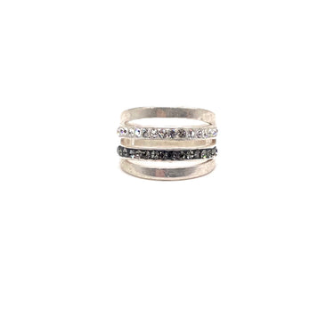 Black & White C Z Stacked Ring
