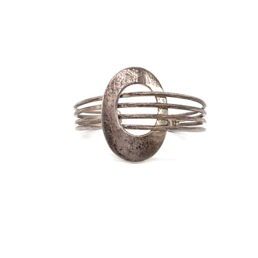 Modernist Open Work Cuff Bangle Bracelet