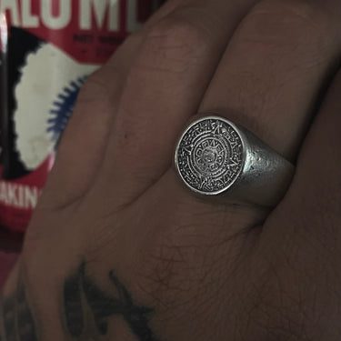 Detailed Faded Mayan Calendar Ring