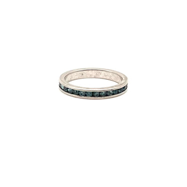 Stackable Blue C Z Inlay Ring