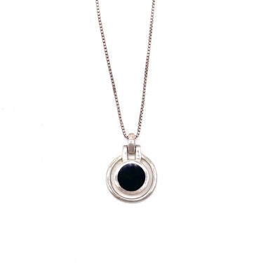 Modern Floating Onyx Pendant Necklace