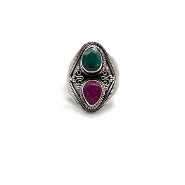 Ornate Emerald & Ruby Ring