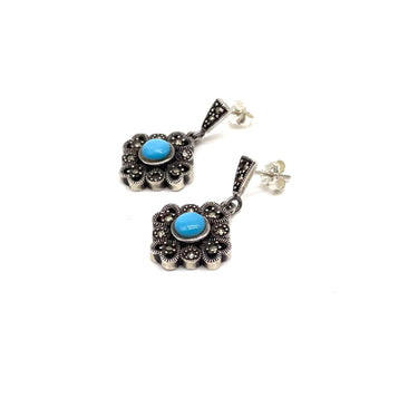Turquoise & Marcasite Dangle Earrings