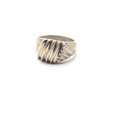 Modern Ribbed Crossed Band Ring