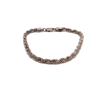 ITALY Stamped Oxidized Rope Link Bracelet