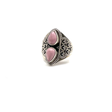 Ornate Double Pink Quartz Ring