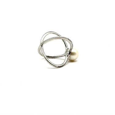 Modern C Z Trimmed Multi Band Pearl Ring