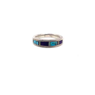 Turquoise Lapis & Opal Inlay Band Ring