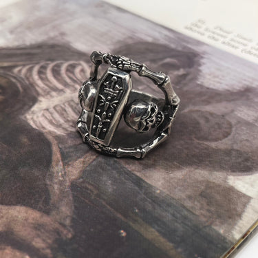 Open Work Skull Coffin Ring