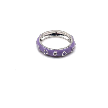 Purple Enameled Heart & C Z Band