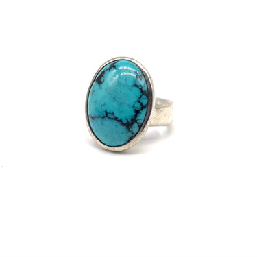 Vintage India Turquoise Cabochon Statement Ring