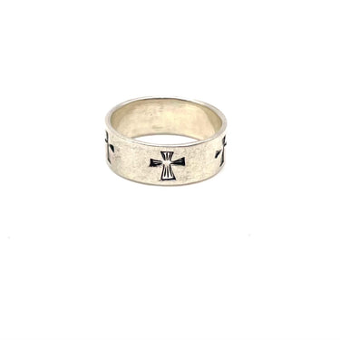 Etched Wrap Around Cross Ring