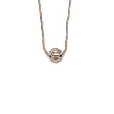 Modern Ribbed Orb Pendant Necklace