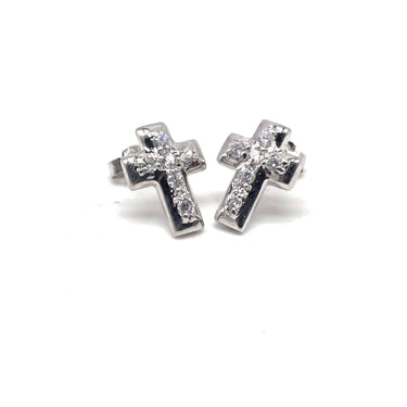 C Z Stud Cross Earrings