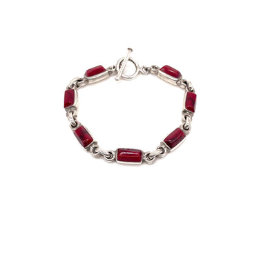 Vintage Mexico TAXCO Red Howlite Toggle Bracelet