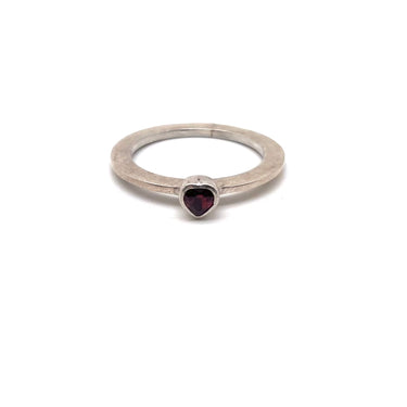 Petite Garnet Heart Ring