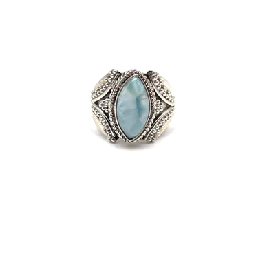 Pebbled Marquise Larimar Ring