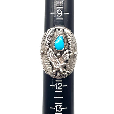 Signed Navajo Turquoise Eagle Statement Ring