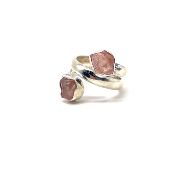 Twisted Raw Cut Rose Quartz Ring