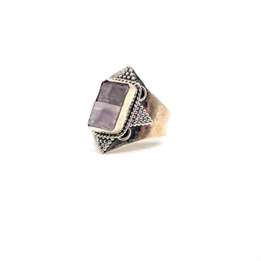 Modern Pebbled Purple Quartz Ring