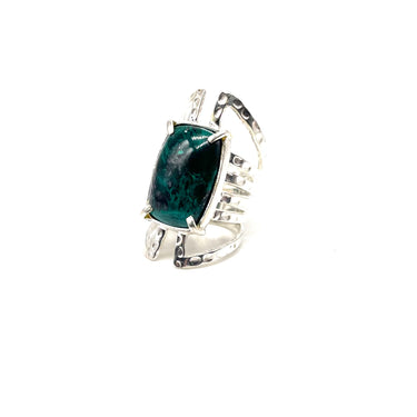 Hand Hammered Multi Band Chrysocolla Ring