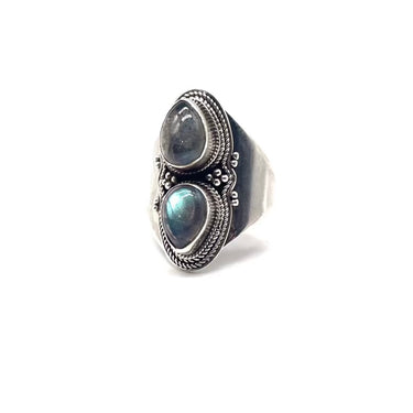 Pebbled Double Labradorite Ring