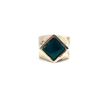 Modern Diamond Shaped Green Turquoise Ring