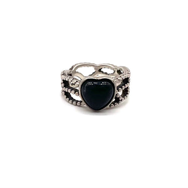 Pebbled Onyx Heart Ring