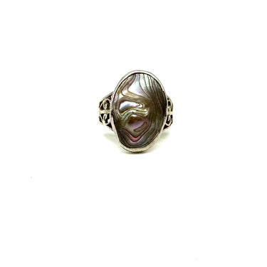 Detailed Petite Oval Abalone Ring