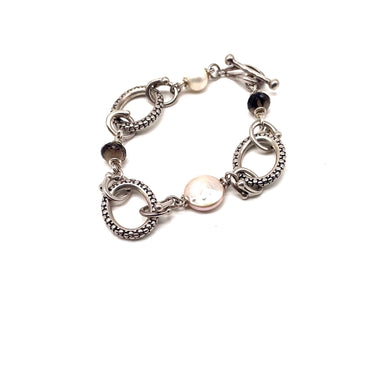 Detailed Open Work Pearl & Crystal Bracelet