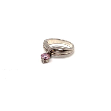 Twisted Band Dangled Pink C Z Ring